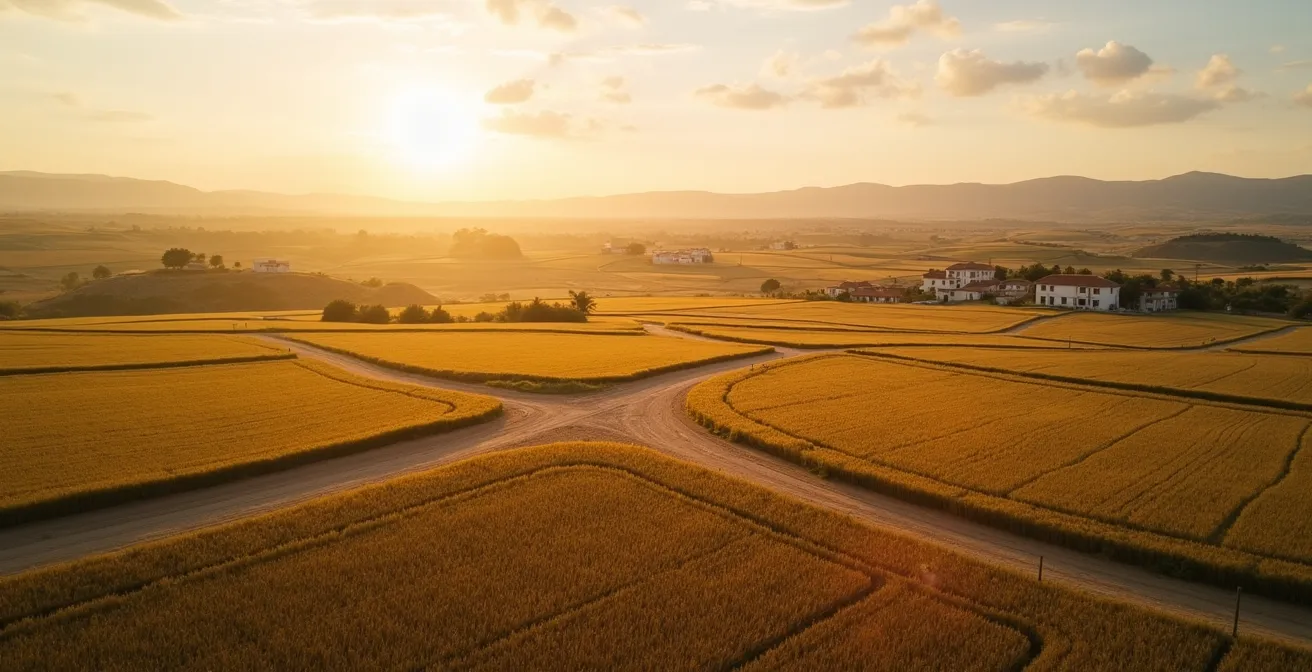 Mapa conceptual visual mostrando brújula de rentabilidad estratégica versus flujo de caja para agricultores