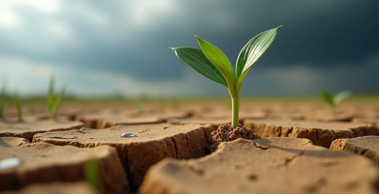 Visualización de múltiples factores de riesgo convergiendo sobre explotación agrícola