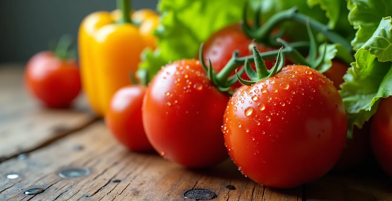 Vista macro de productos frescos con detalles de textura y calidad premium para venta online